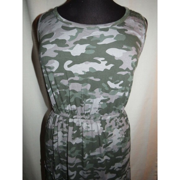 Terra & Sky Camouflage Print Sleeveless Tiered Midi Dress Plus Size 3X - Picture 5 of 8